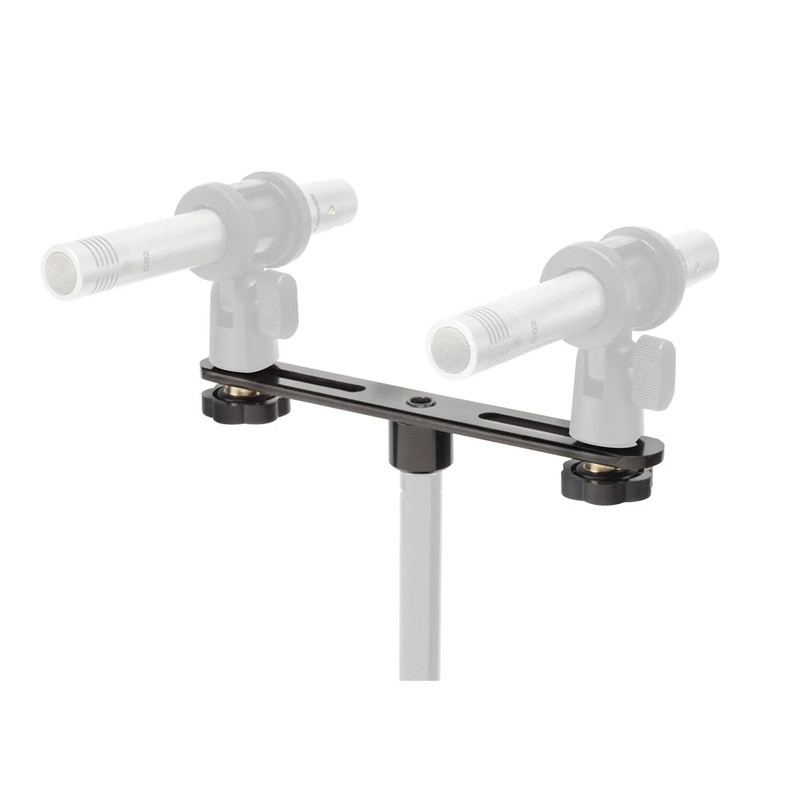 Samson DMA2 Dual Stereo Microphone Stand Adapter with Adjustable 360 Rotating and 2-7 Sliding Screw Type Mount for 5/8-27 Threading Mic Stands