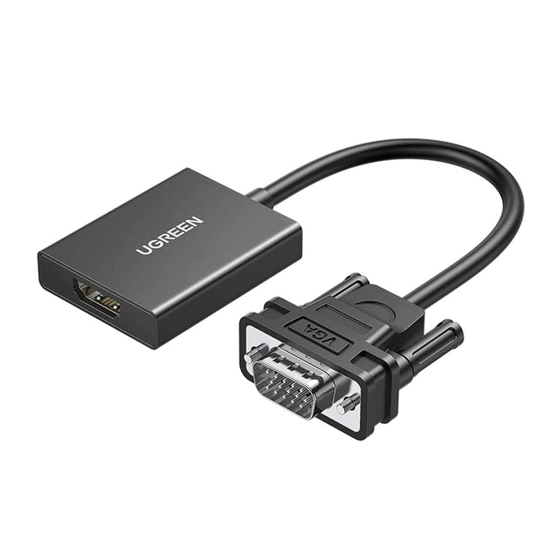 UGREEN 1080p 60fps VGA Male to HDMI Video Converter Adapter Cable with 3.5mm Audio Jack & USB C Power Port for PC, Desktop Computer, Laptop, HD TV, Display Monitor, Projector, etc. – Supports Windows & Linux | 50945