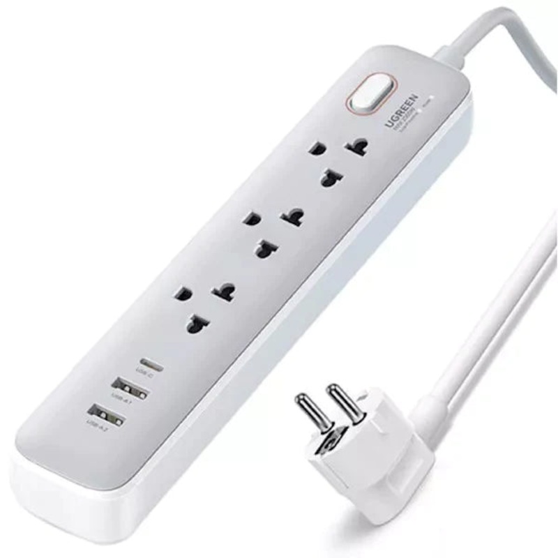 Ugreen 30W 3-Socket AC GaN Power Strip & Charging Station with Master Switch, 2 Meters Extension Cord, USB-C & USB-A PD Fast Charger 2A1C | 15143