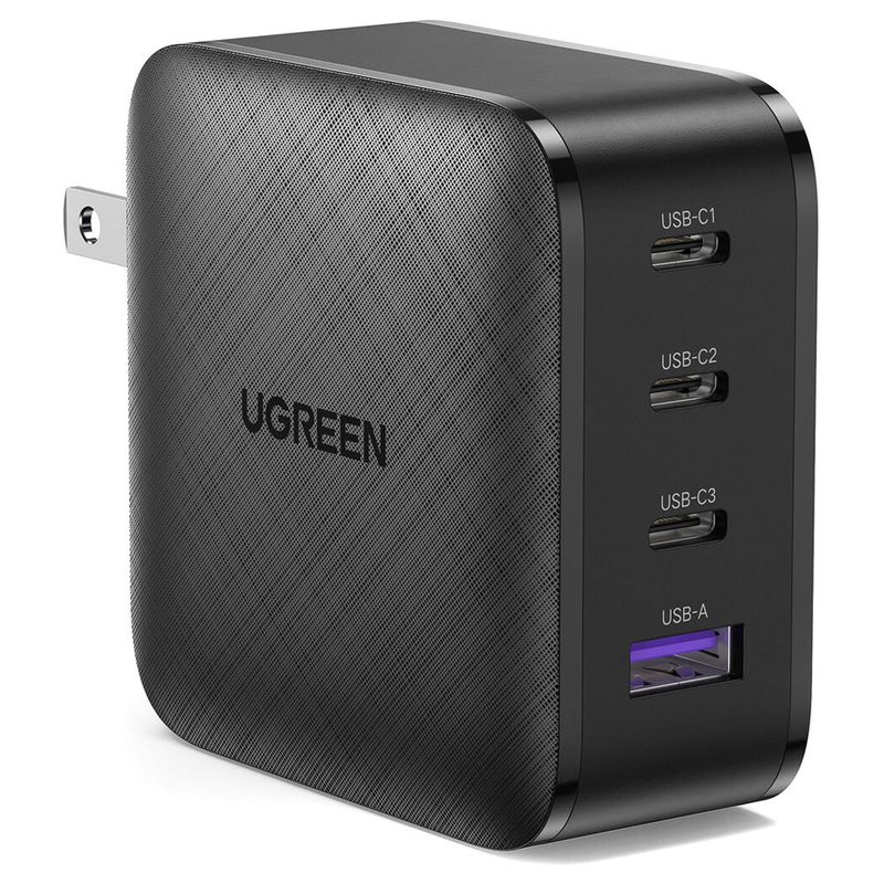 UGREEN 65W 4 Port GaN X PD Fast Charge Charger with USB C & USB A Ports for Laptop, Tablet, Phone, Camera, iPhone, iPad, MacBook, Apple & Android Smartphone Charging – Black | 70773