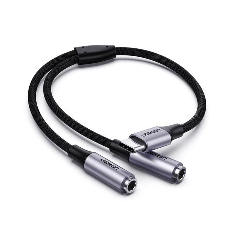 UGREEN USB Type C to 2 Female 3.5mm AUX Port Audio Splitter Adapter for PC, Laptop, Desktop Computer, Smartphone, Tablet, Headphone, Earphone, Headset, Microphone – Cables & Adapters | 30732