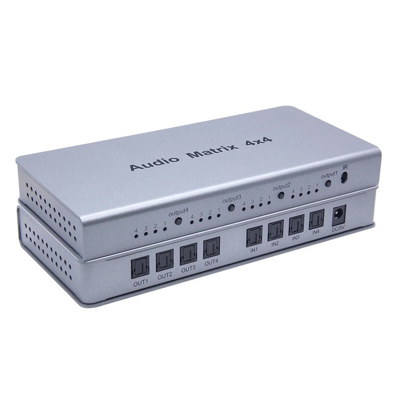[CLEARANCE] ArgoX 4×4 Audio Matrix Switch Converter Amplifier with IR Remote Control, 100Mbps Data Rate, and 5.1 Channel Surround, DTS, Dolby-AC3, LPCM Audio Format Support | HDAF4X4