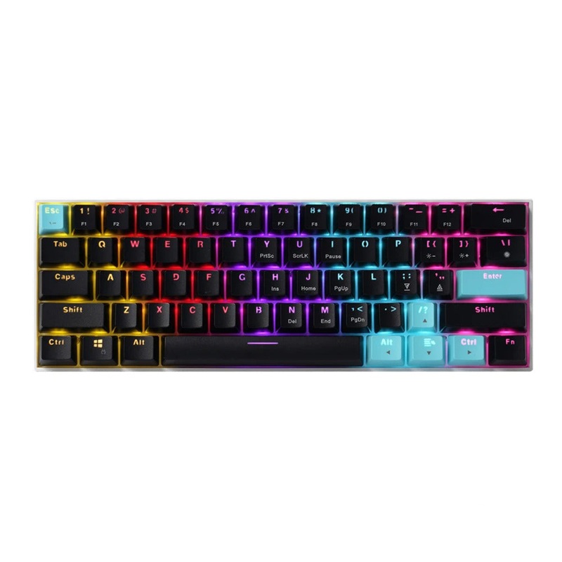 [CLEARANCE] Delux KM36 Wired Mechanical Gaming Keyboard with Outemu Red Linear Switch, 61 Keys 60% Compact Layout, Rainbow Backlit LED Light, and USB A to Type C Cable for PC, Laptop, Notebook, Desktop Computer | BLACK ORANGE