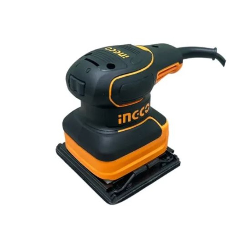 [CLEARANCE] INGCO PS2416 240W Heavy Duty Industrial Palm Sander and Polisher with 14000 RPM, 3 pieces 80 Grit and 2 pieces 120 Grit Sandpaper Sheet Set and Nylon Buffing Pad