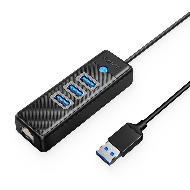 [CLEARANCE] ORICO 1.8 Meter 4 in 1 USB A 3.0 Data Hub with USB-A 3.0 and RJ45 Ports with 5Gbps Transfer Rate, 2.5G / 1000Mbps Internet Speed for Windows 8/10, macOS, Linux | PW3UR-U3 | White