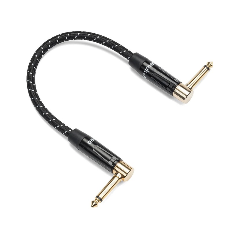 [CLEARANCE] Samson TOURtek PRO TPWAP 1 Meter 6.35mm Woven Fabric Instrument Patch Cable with Braided Outer Jacket and Black Chrome Gold Plated Angled Connector Plugs | ESATPWAP3