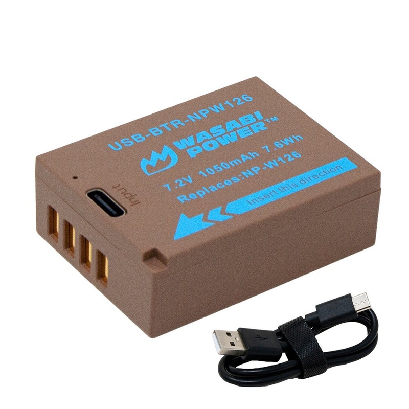 [CLEARANCE] Wasabi Power NP-W126 NPW126 7.2V 1050mAh Lithium-Ion Battery with Direct USB Type-C Charging Port for Fujifilm HS30EXR, X-A1 X-A2 X-A3, X-Pro1X-Pro2 X-Pro3, X-T10 X-T20 X-T30, X-T20 and X100F, X100V Mirrorless Camera | USB-BTR-NPW126
