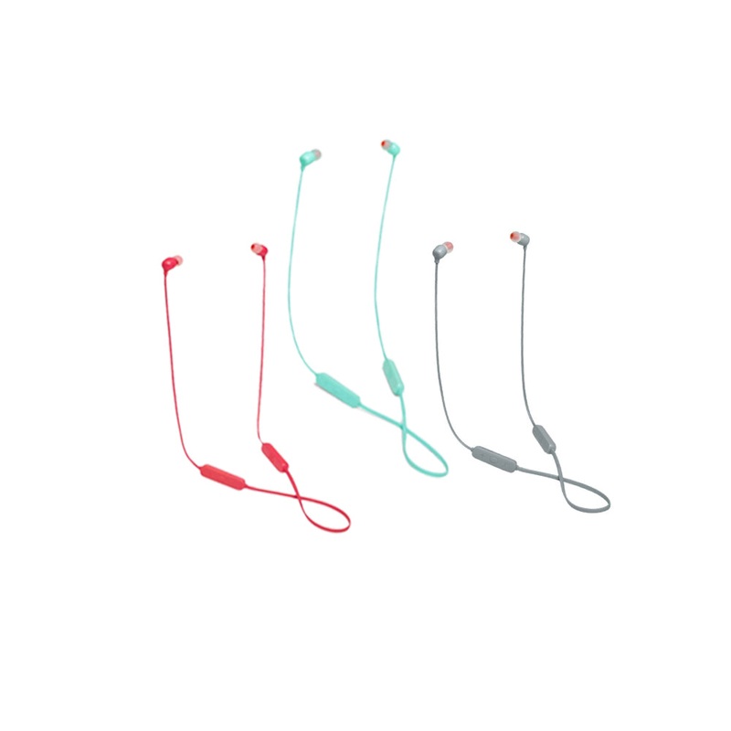 JBL Tune 115BT In-Ear Bluetooth Earphones with In-Line Volume and Audio Remote Controls, Built-In Microphone, and Up to 8 Hours of Playtime – Coral, Gray, Teal