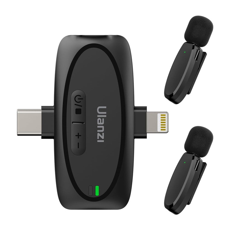 Ulanzi V6 3-in-1 Wireless Lavalier Microphone Lightning, Type C, 3.5mm Ports (Plug & Play) with 164 ft (50m) Range, 6 Hrs Battery Life,  360 Degree Omnidirectional Sound, Noise Reduction for Vlogging, Live Streaming, Interview Recording, Audio