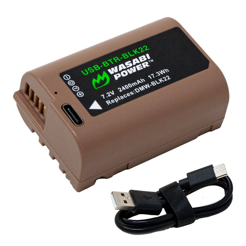 Wasabi Power DMW-BLK22 BLK22 Type 7.2V 2400mAh Lithium-Ion Battery with Direct USB Type-C Fast Charging Port for Panasonic Lumix DC-G9 II DC-S5 DC-S5 II DC-S5 IIX GH5 II GH6 Mirrorless Camera