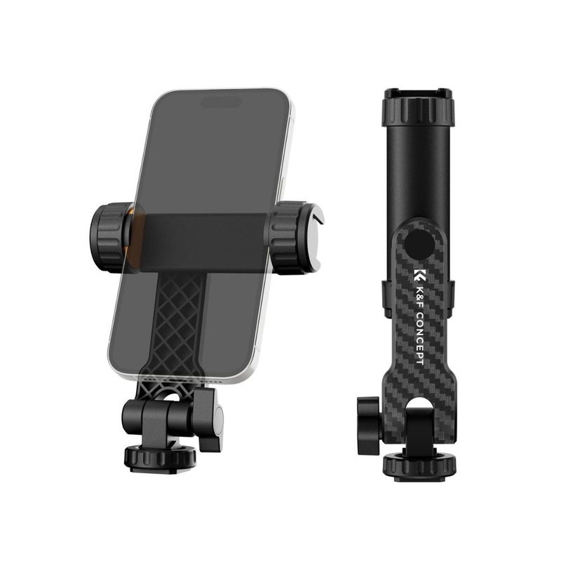 [CLEARANCE] K&F Concept Tripod Mount Phone Holder for iPhone & Android Smartphones with Dual Cold Shoe for LED Fill Lights, Microphones, and Camera Accessories