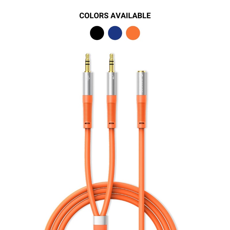 [CLEARANCE] ORICO 0.5 Meter 3.5mm TRS Female to Dual Male Jack Headset AUX Audio Splitter Adapter Extension Cable for Desktop Computer PC Laptop Mobile Phone Tablet Music Streaming & Recording – Orange | AX1-05-OR