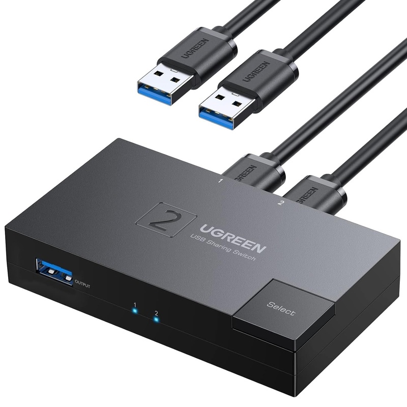 [CLEARANCE] UGREEN 2-in-1 USB 3.0 Bidirectional Sharing Switch Selector with 5Gbps High-Speed Transmission, One Switch Button, Anti-Backflow Design for Windows 10/8/8.1/7/Vista/XP, macOS, Linux, and Chrome OS | 15149