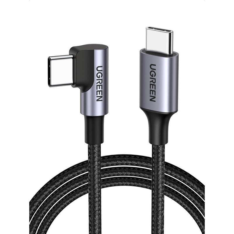 [CLEARANCE] UGREEN 3 Meters USB-C 2.0 to USB-C Right Angle Fast Charging Nylon Braided Cable 60W PD 20V/3A with 480Mbps Data Transfer | 80714