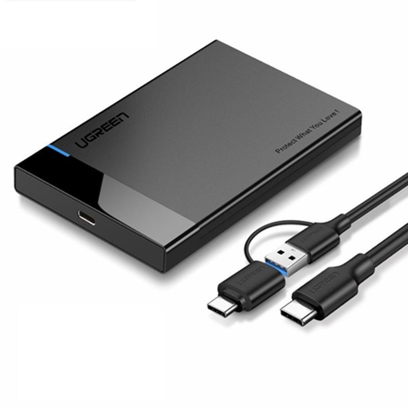 [CLEARANCE] UGREEN SATA External Hard Drive Enclosure HDD SSD USB C 2.5-inch, 6Gbps Transfer Rate with USB A 3.0 + USB C to USB C 3.1 Cable for Windows, macOS, Linux | 60735