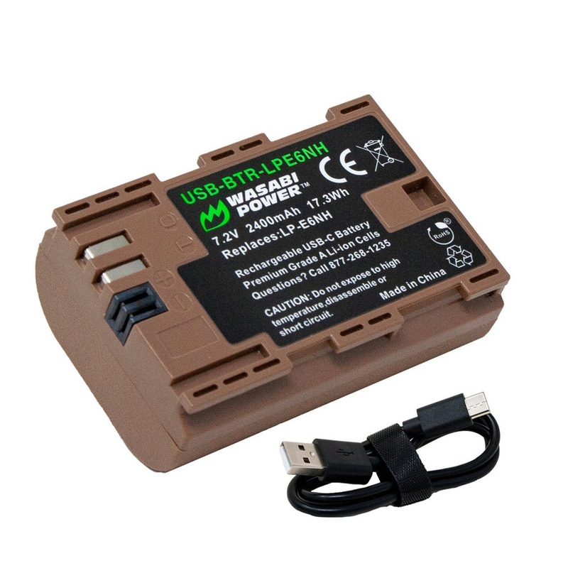 [CLEARANCE] Wasabi Power Canon LP-E6NH LPE6NH Battery with USB Type C Fast Direct Charging for Canon 5D Mark III Mark II, 5DS, 5DS R, 6D, 7D, 7D Mark II, 60D, 60Da, 70D, 80D, 90D, XC10, XC15 Digital Camera