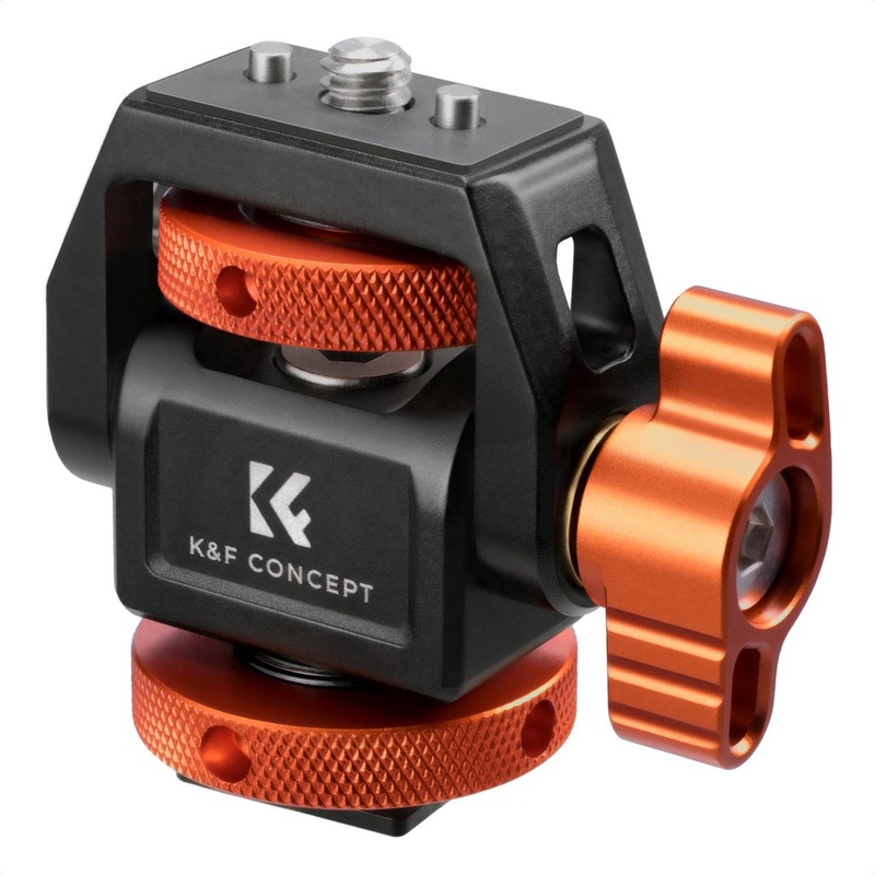 K&F Concept Lightweight Field Monitor Mount Holder with Cold Shoe & 1/4 Screw, 180 / 360 Adjustable Swivel and Tilt Rotation, 3kg Maximum Load Capacity