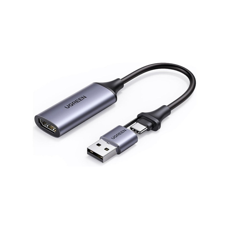 UGREEN Full HD 1080p USB A / USB C Male to 4K/60Hz HDMI Female Video Capture Card with 480Mbps Transfer Speed for Game Consoles, Smartphones, Cameras, Tablet, Camera, Laptop, PC, Computer with Windows 8.1/10/macOS/Linux/Android 5.0 | 40189