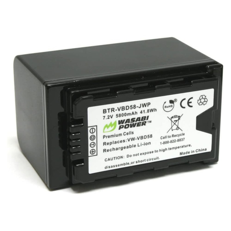 Wasabi Power VW-VBD58 VWVBD58 7.2V 5800mAh Lithium-Ion Battery with Power Indicator for Panasonic VW-VBD55 VW-VBD29 VW-VBD78 AG-VBR89G and AG-3DA1 AG-AC8 AG-HPX255 DC-BGH1 DC-BS1H HC-X1000 HDC-Z10000 Video CamCorder
