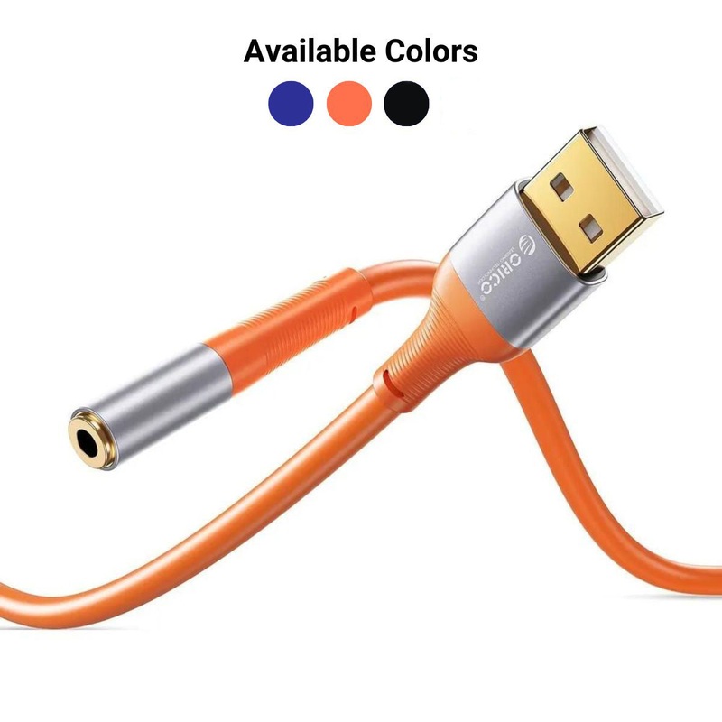 [CLEARANCE] ORICO 0.2 Meter USB A Male to Female 3.5mm AUX Audio Adapter Cable for Headphone Earphone Headset Computer PC Laptop – Orange | AXA1-02-OR