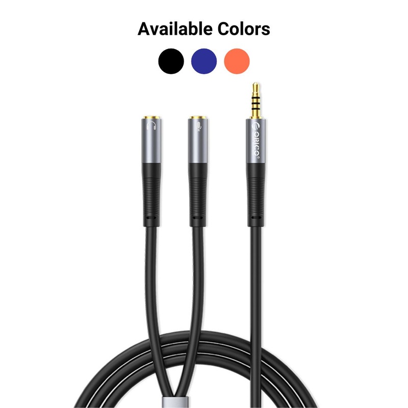 [CLEARANCE] ORICO 1 Meter 3.5mm TRRS Jack Male to Dual Female Headphone and Microphone AUX Audio Splitter Adapter Cable for Desktop Computer PC Laptop Mobile Phone Tablet Music Streaming & Recording – Orange | AX2-10-OR