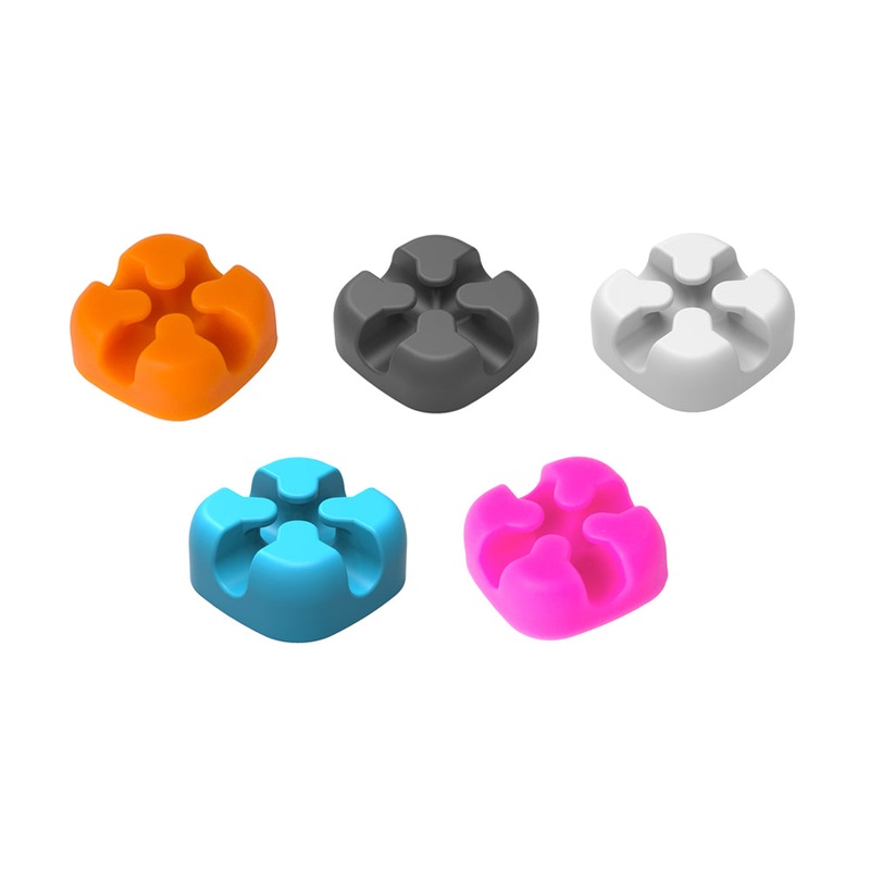 [CLEARANCE] ORICO CBSX-5 Desktop Cable Manager Organizer with 5 Singular Ports and High Strength Double-Sided Adhesive Tape for Max 5mm Diameter Cords | Black Blue Grey Orange Pink