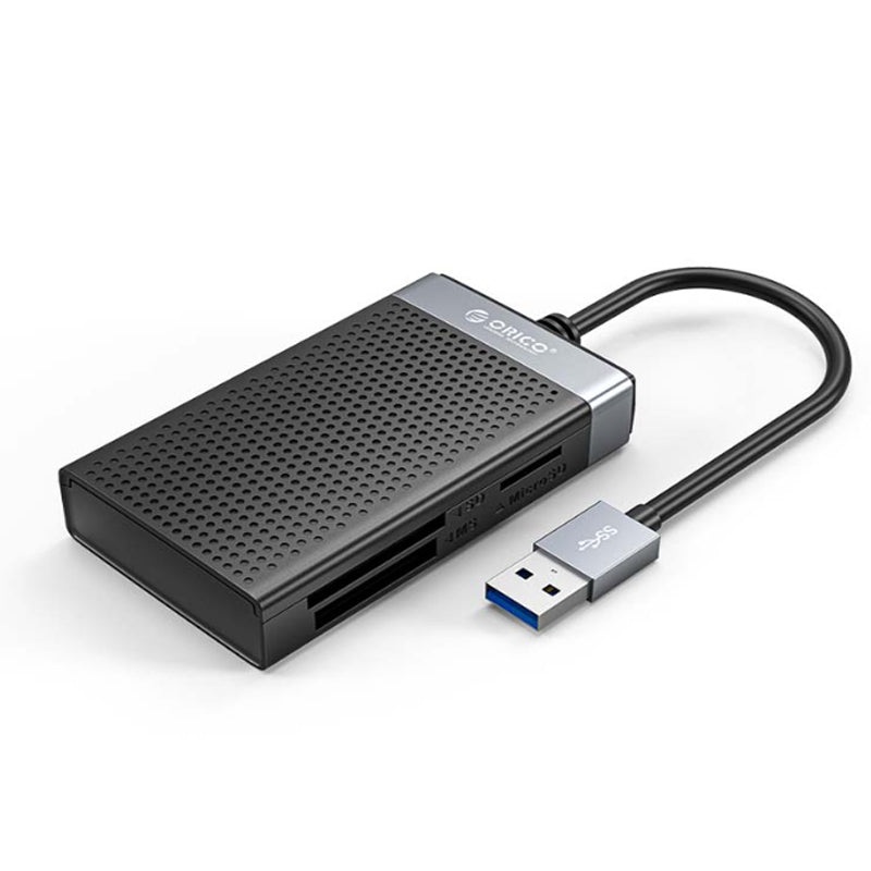 [CLEARANCE] ORICO CL4T-A3 4-in-1 USB 3.0 Aluminum Alloy + ABS Card Reader 5Gbps Transmission Speed with High Efficiency 2T Data Large Capacity TF (Micro SD), CF, SD, and MS for Windows, Mac OS, and Linux – Black