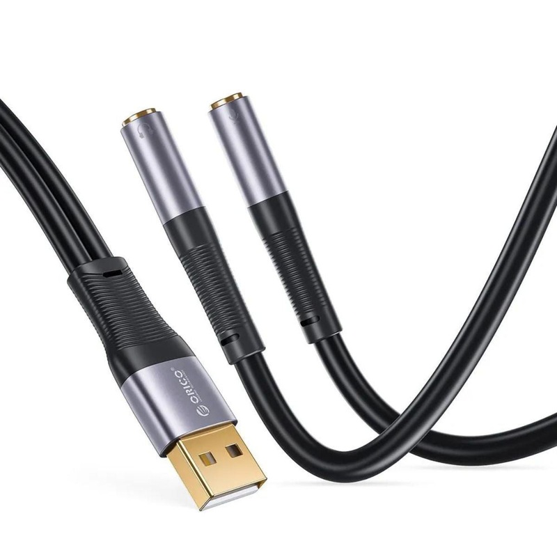 [CLEARANCE] ORICO USB A Male to Dual Female 3.5mm AUX Audio Adapter Cable 0.2 Meters for Headphone Earphone Headset Computer PC Laptop | AXA2