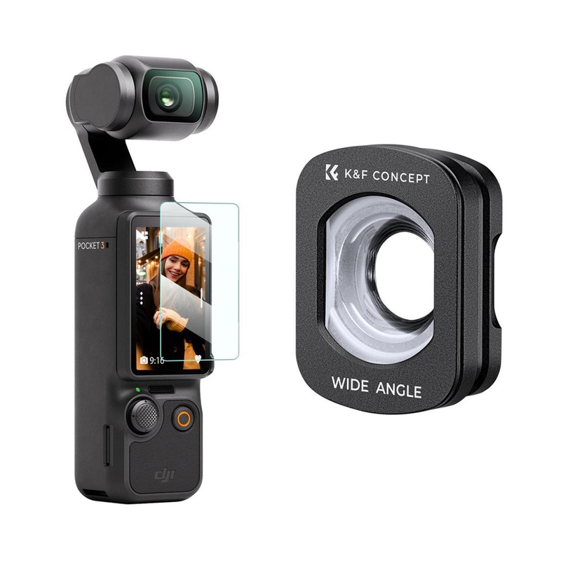 K&F Concept DJI Osmo Pocket 3 Magnetic 112 Wide-Angle Lens Filter with Camera Screen Protector – Made with Multi-Coated Optical Glass & Ultra-thin Aluminum Frame