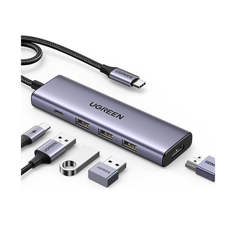 UGREEN Multifunctional 5-in-1 USB C Hub with 4K HDMI Video, 5Gbps USB 3.0, and PD 100W Fast Charging Type C Port for Computer Laptop Mobile Phone Tablet MacBook iMac iPad – Supports Windows MacOS Linux