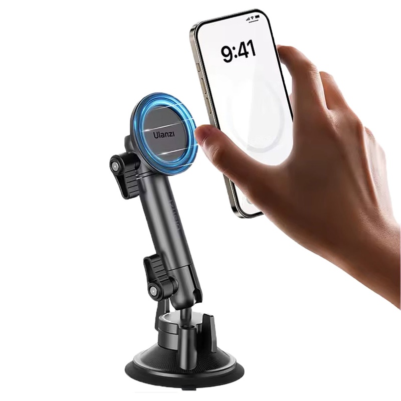 Ulanzi ZJ06 MagSafe Snap-On Holder with Suction Cup Mount for Smartphones with Dual 360 Ball Head, 4 Level Arm and 500g Max Load Capacity for Photo and Video | T117