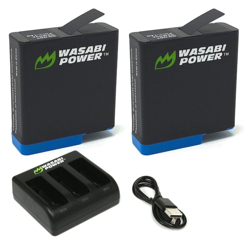 Wasabi Power (2-Pack) 3.85V 1220mAh Lithium Ion Battery and Triple Bay Charger Kit Battery Charger for GoPro HERO 5 / 6 / 7 / 8 Black Action Camera