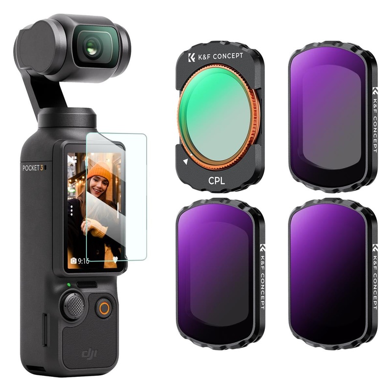 K&F Concept CPL Polarizing + ND16 – ND256 Neutral Density Magnetic Lens Filter Set for DJI Osmo Pocket 3 with (4+5+6 Stops) 8K Ultra HD, 28 Multi-Layer Anti-Scratch Waterproof Coating, Top AGC Glass | SKU-2150