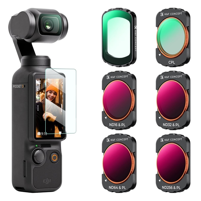 K&F Concept Ultraviolet UV + CPL Polarizing ND16 – ND256 Hybrid ND/PL Lens Filter Set for DJI Osmo Pocket 3 with 8K Ultra HD, 28 Multi-layer Anti-Scratch Waterproof Coating, Top AGC Glass and Magnetic Installation | SKU-2149