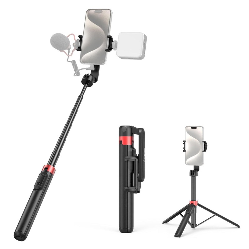 SmallRig ST-25 Mobile Phone Selfie Stick Tripod with Bluetooth Remote Control, Extendable Rod Up to 52 Max, 1/4 Screw and Cold Shoe Mounts for iPhone and Android Smartphones