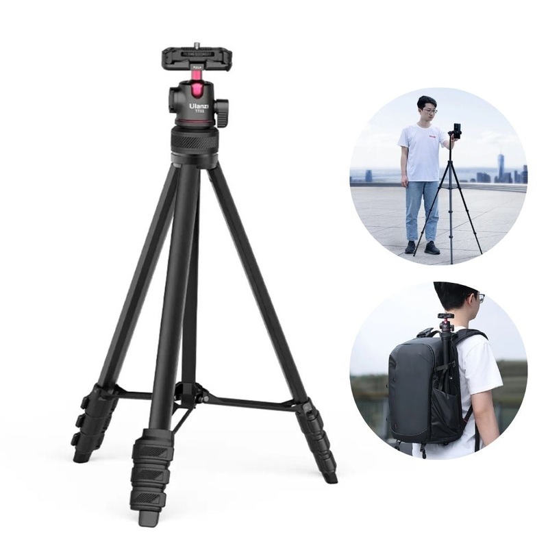 Ulanzi TT51 2-In-1 4-Section Aluminum Tripod with 1/4 Mount Ball Head and Build-In Mobile Phone Holder for Digital Cameras and Smartphones | T089GBB1