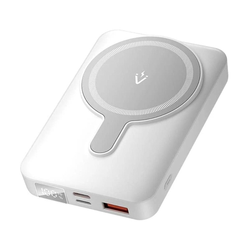 Vention 10000mAh 22.5W/PD20W Magnetic Wireless Power Bank with Smart LED Digital Display, 2-Port Output, Stand Function for iPhone, iPad, Airpods, Android Smartphone, Tablet, Camera – Black, White
