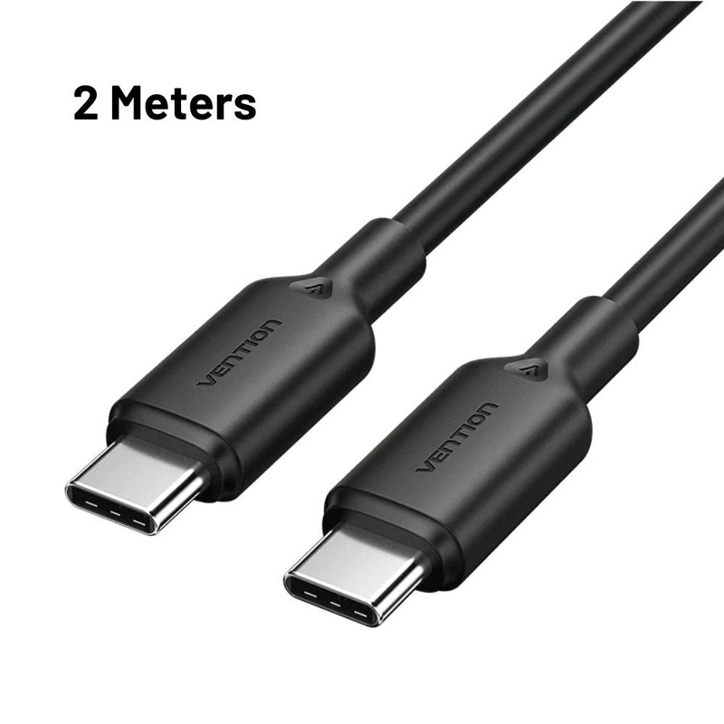 Vention 1M / 2M 60W USB 2.0 Type-C Male to Type-C Male PD Fast Charging Data 3A Cable with High-Speed 480Mbps Transfer Rate for Smartphone, Tablet, Laptop, Gaming Console – Black / White / Pink / Blue