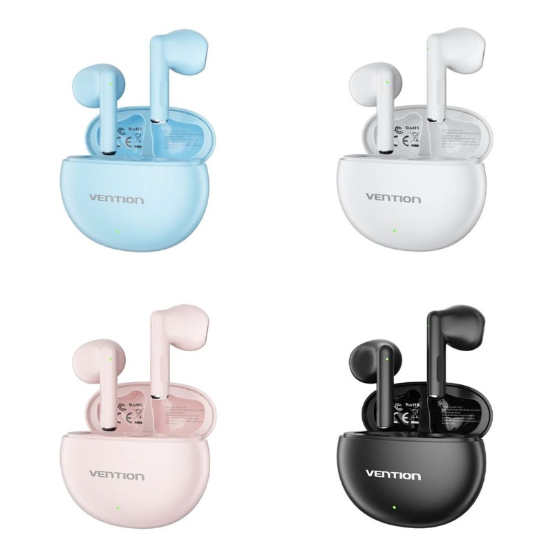 Vention ELF E06 TWS True Wire Bluetooth 5.3 Earbuds with Touch Controls, 22Hrs Battery Life, USB-C Charging Cable, IPX4 Water Resistant, AAC/SBC Stereo (Black, White, Pink, Blue) – | NBKB0 | NBKW0 | NBKP0 | NBKS0