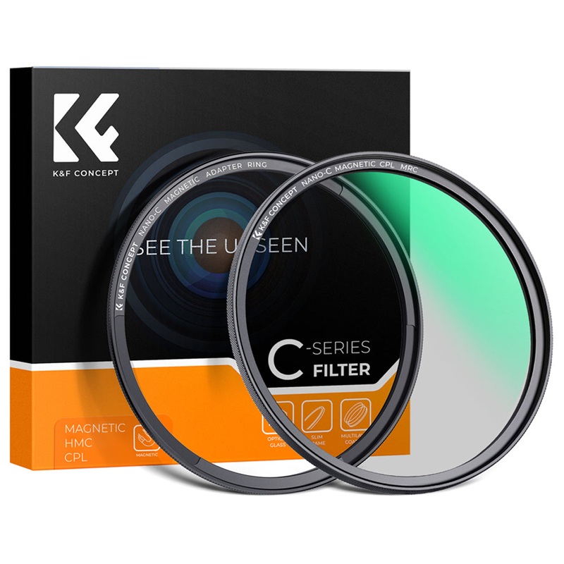 K&F Concept NANO-C HMC CPL Circular Polarizer Lens Filter for Camera Lenses – Multi-Coated Optical Glass, Magnetic Slim Frame, High-Definition, Anti-Glaring, Water & Dust Proof