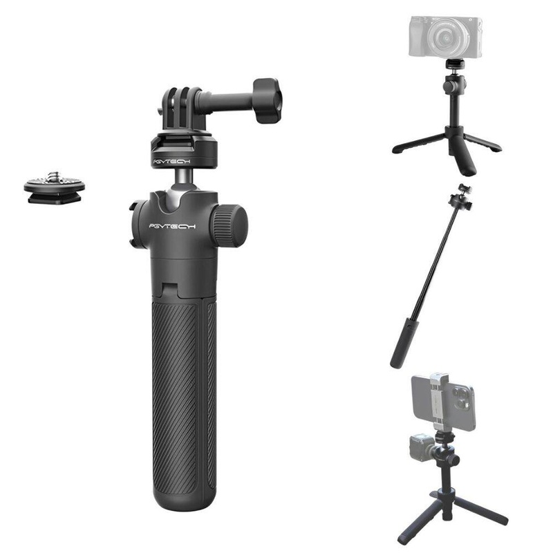 PGYTECH CapLock Quick Release Action Camera Selfie Stick Tripod with Cold Shoe Mount and 1/4 Screw Adapter for Insta360, DJI, GoPro, and Smartphone Holders | P-GM-218