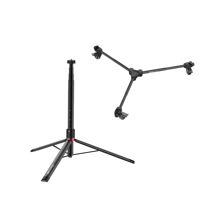 Ulanzi AT-01 Portable Aluminum Tripod Stand 152cm Max Height, 5kg Load Capacity, 1/4 & 3/8 Screw Mount / AT-02 Dolly Base Plate with 360 Degrees Swivel Wheel and 20kg Load Capacity for Live Streaming, Vlogging, and Content Creation