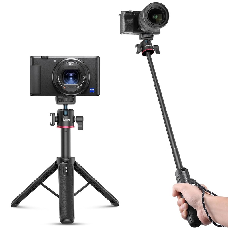 Ulanzi MT-73 Tripod Selfie Stick with 1/4 Ball Head, Cold Shoe Accessory Mount, 5-Section Extendable Pole, 55cm Max Height & 1kg Load Capacity for Video Lights & Compact Cameras | T048GBB1