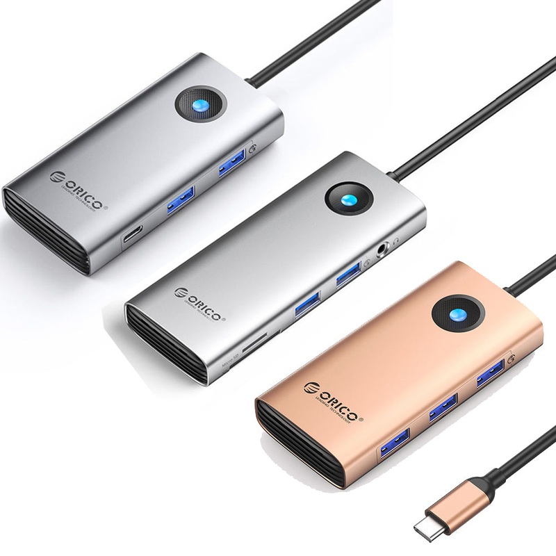 ORICO PW11 Series USB Type C Multifunctional Hub with 5Gbps Data Transfer, PD 100W USB-C, 4K60Hz HDMI, 1000Mbps Gigabit Ethernet for Computer & Laptop, 3.5mm Audio Port & SD/TF Card Reader