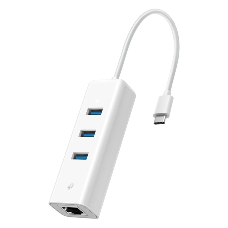 TP-Link 3 Port USB-A 3.0 Hub and Gigabit Ethernet Adapter with USB Type-C Interface, with 5Gbps USB 3.0 Transfer Speed / 1Gbps Ethernet Network Bandwidth Plug and Play for PC Desktop Computer Networking | UE330C
