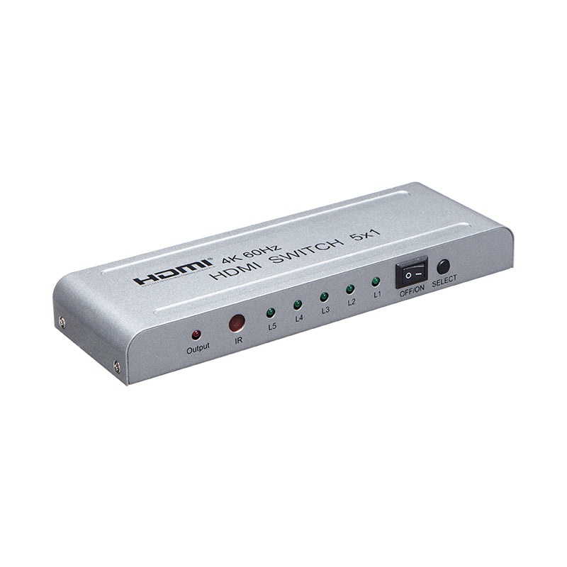 [CLEARANCE] ArgoX 4K 60Hz Ultra HD HDMI Video Switcher 5×1 Supports 3D, 6Gbps Data and TMDS Clock, AWG26 and HDMI 2.0 Cable, 24/30/60bit Deep Color for High Definition Display, DVD Players | HDSW5-V2.0 HDSW5X1