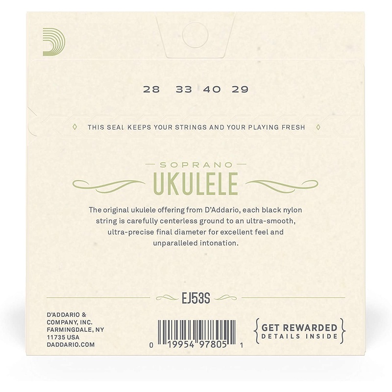 [CLEARANCE] D’Addario Pro Arte Rectified Black Nylon Soprano Ukulele Strings with Warm Dark Deep Tones (EJ53S) for Musicians and Singers