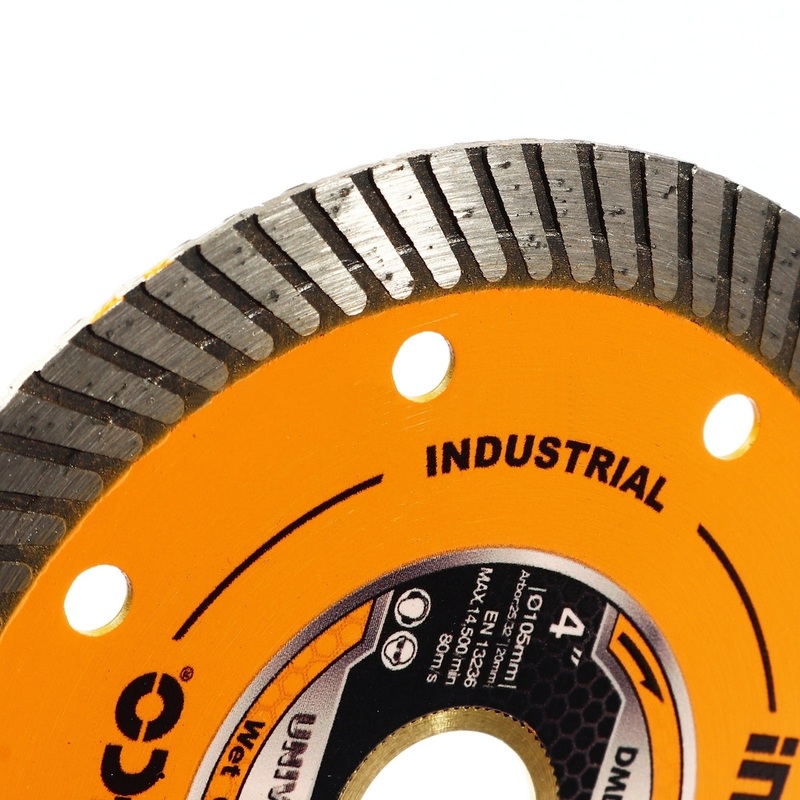[CLEARANCE] INGCO DMD031051HT 4 Industrial Ultrathin Diamond Disc Wet Cutting with 10mm Blade Width, 16mm Reduction Ring for Ceramic, Tile, Marble, and Brick