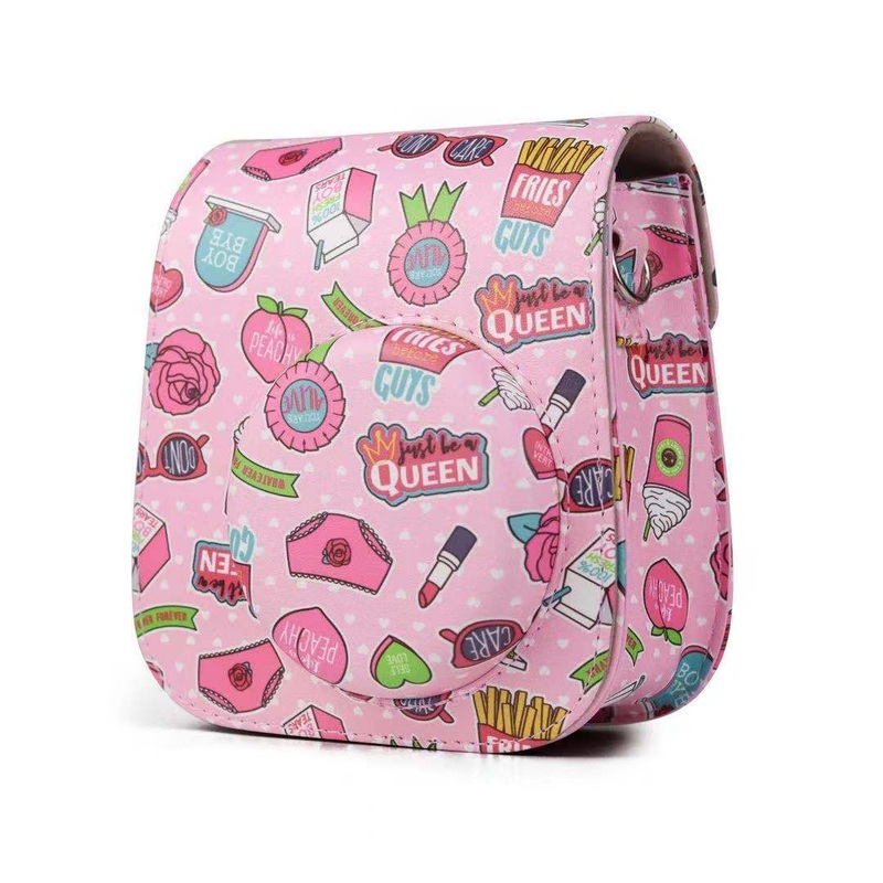 [CLEARANCE] Pikxi BMP11 Fujifilm Instax Mini 11 PU Leather Camera Case Bag with Shoulder Strap (Fun & Playful Designs)