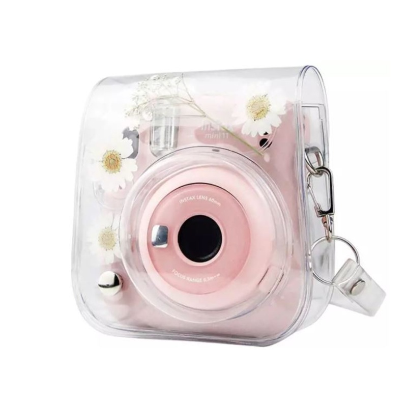 [CLEARANCE] Pikxi BMP11 Fujifilm Instax Mini 11 PU Leather Camera Case Bag with Shoulder Strap Protective Case (Clear Designs)